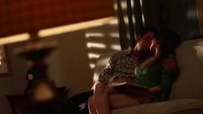 naturalna blondi klęczy przed peniskami