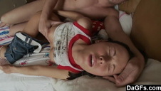 ruda z brunetką na tarasie